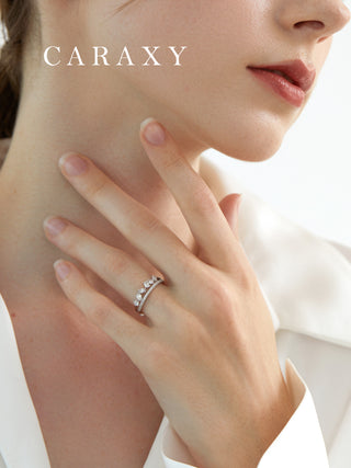 CARAXY Crown Fashion Cluster Set Lab Cultured Diamond Ring AJ040