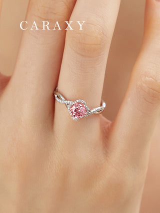 CARAXY Vine Bouquet Twisted Lab Grown Pink Diamond Ring AJ220