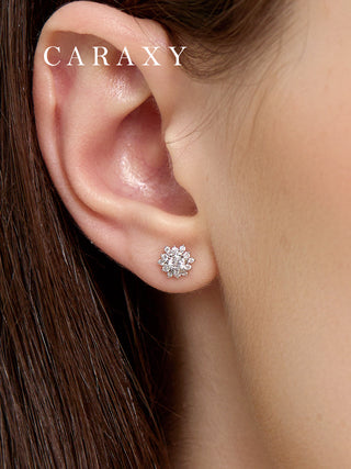 CARAXY Sunflower Lab Cultured Diamond Stud Earrings  ED054