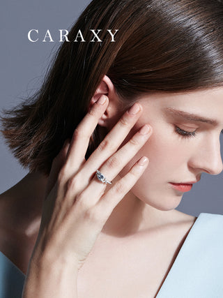 CARAXY Deluxe Cushion Blue Diamond Lab Diamond Ring AJ046