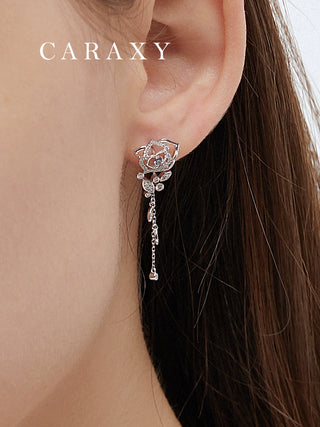 CARAXY Rose Flower Lab Cultured Colored Diamond Earrings ED007