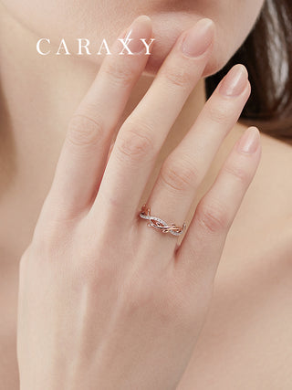 CARAXY Stylish Two Color Twisted Arm Lab Cultured Diamond Ring AJ042