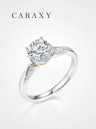 Four-Prong-Lab-Diamond-Flower-Ring-with-Side-Stones-Caraxy