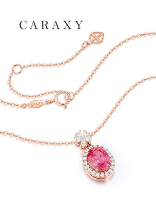 Adjustable rose gold Padparadscha sapphire necklace with a floral diamond bail