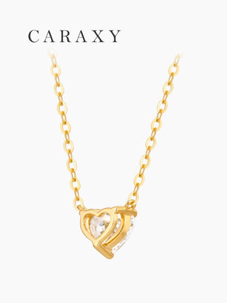 back view of heart-cut lab grown diamond necklace showing open setting CARAXY