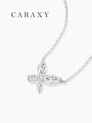 butterfly diamond necklace angled detail shot