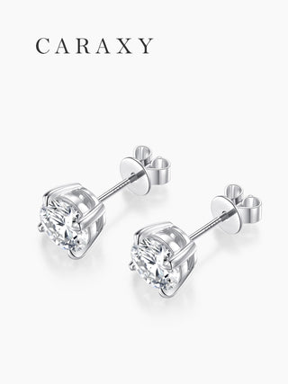 Classic diamond stud earrings with polished posts and secure push backs.
