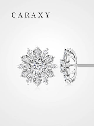 Floral halo lab-grown diamond stud earrings in 18K white gold