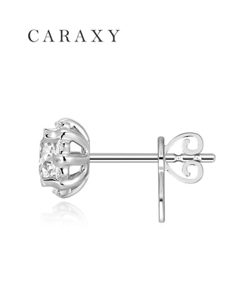 Side view of flower-inspired diamond earrings with a secure post backing.
