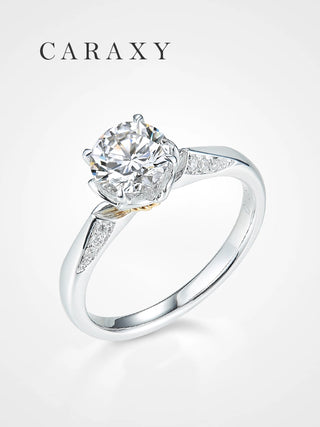 four prong lab diamond flower ring with side stones caraxy