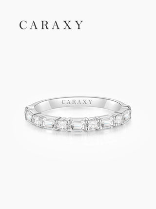 Lab grown diamond half eternity band in white gold.