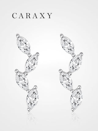Marquise vine lab grown diamond drop earrings with leaf-like diamond details.
