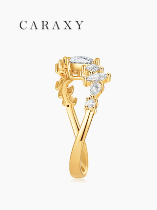 Side view of mixed shape lab grown diamond ring.