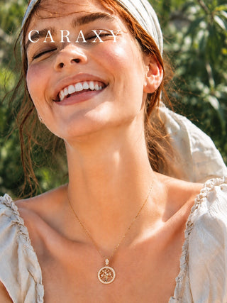 Model wearing a nature-inspired Tree of Life lab-grown diamond pendant necklace