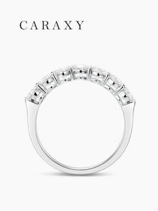 Side profile of an 18K white gold oval seven-stone lab grown diamond band