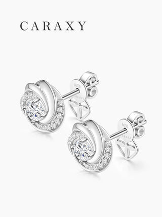 pair of twined vine lab grown diamond earrings in white gold CARAXY