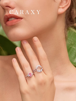 Pink diamond cocktail ring with diamond ring jacket.