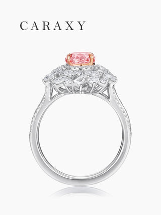 Side view of pink lab-grown diamond ring.