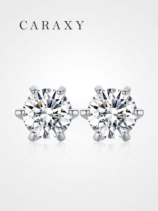 Round brilliant diamond studs featuring a clean six-prong setting.