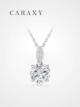 Round lab-grown diamond solitaire necklace in 18K white gold