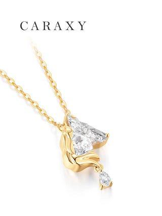 Sculptural horse diamond pendant necklace showing 18K yellow gold mane detail and diamond fire.