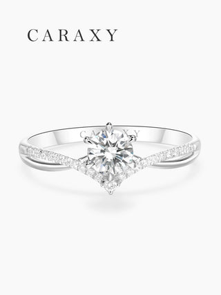 Twist pavé lab grown diamond ring with six prongs.