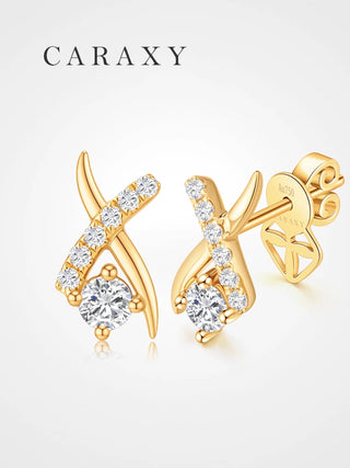 Pair of vine-inspired lab grown diamond earrings in 18K yellow gold