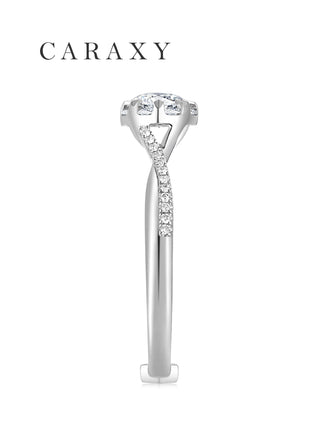 Side view of a vintage engagement ring showing the twisted shank.